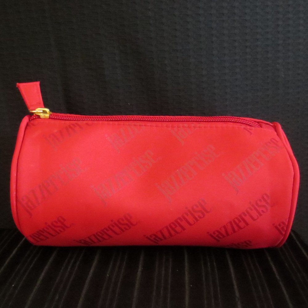 NEW 80s Jazzercise Bag Cherry Red Makeup Tube Travel Organizer Mini Purse Vtg
